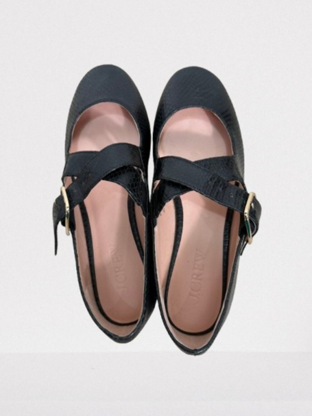 J. Crew Logan Сrisscross Mary Jane Shoes Snake-Embossed Italian Leather Sz 9 - Picture 5 of 10